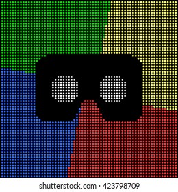 cardboard virtual reality VR glasses icon logo with colorful LED background