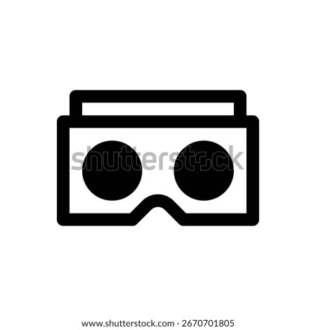 Cardboard VR headset. Outlined stroke vector icon with black-filled details.