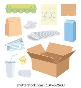 Cardboard waste objects isolated