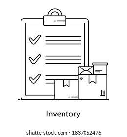 Cardboards with document, inventory list 