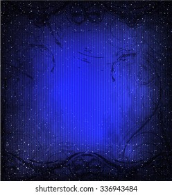 Card/border  in a winter holidays  style with snowflakes. deep blue color.
