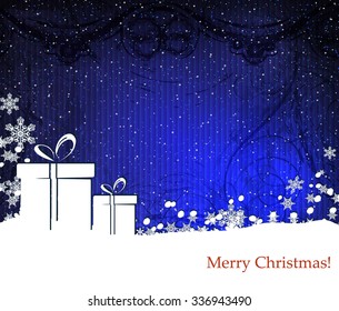 Card/border  in a winter holidays  style with snowflakes. deep blue color.