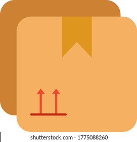 Cardbox Geschenkpaket mit den aufwärts aufstehenden Pfeilen Concept Vectorcolor Icon Design, Coronavirus kontaktloses Lebensmittelzustellungssymbol auf weißem Hintergrund, Touchless Package Delivery Sign,