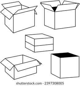 Cardbox line art vector with white background.
