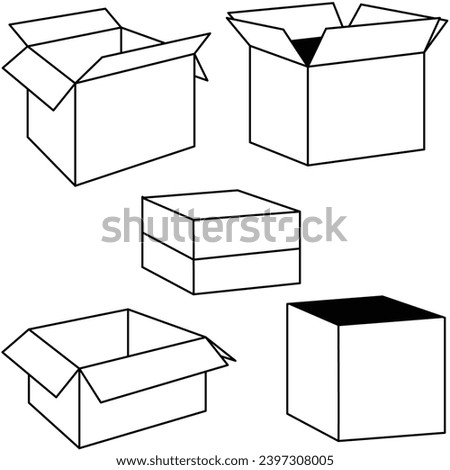 Cardbox line art vector with white background.