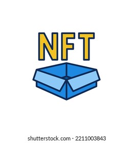 Caja de cartón con icono de color de concepto vectorial NFT. Token no fungible con símbolo de cartón