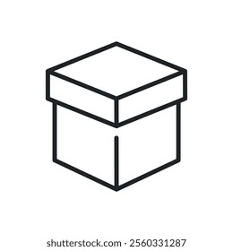 Cardbox package thin line icons. Perfect pixel on transparent background