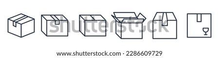 Cardbox, parcel, delivery box icons. Editable stroke. Vector graphic illustration. For website design, logo, app, template, ui, etc.
