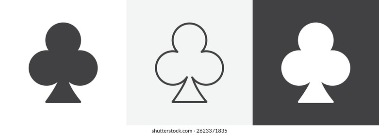 Card-club flat and liner vector icons set
