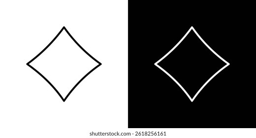 Card-diamond icon shape graphic simple plain clipart symbol. thin line outline art