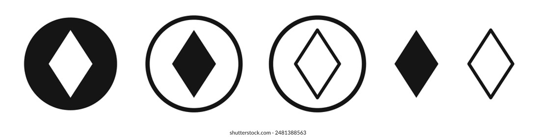 Card-diamond vector icon set in black and white color.