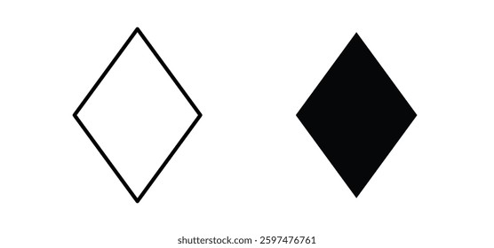 Card-diamond vector icon set black filled and outlined style.
