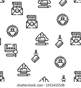 Carder Hacker Seamless Pattern Vector Thin Line. Illustrations