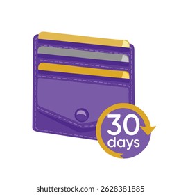 cardholder wallet symbol with credit cards, 30 day wallet color vector