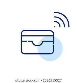 Cardholder wallet and wi-fi symbol. Contactless payment system. Pixel perfect icon