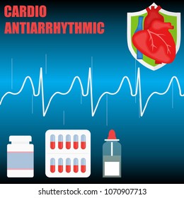 Cardiac antiarrhythmic concept. The concept of a healthy heart. Flat design, vector illustration, vector.