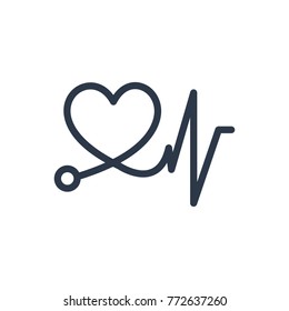 Cardiac care icon. Isolated heart pulse and cardiac care icon line style. Premium quality vector symbol drawing concept for your logo web mobile app UI design.