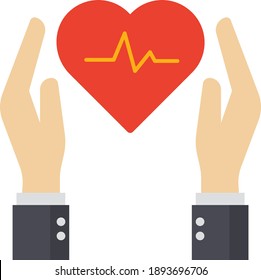 Cardiac Care Insurance Concept, Health Coverage Policy Vector Color Icon Design, Financial Loss Protection Symbol On White Background, Risk Management Sign,