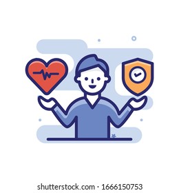 Cardiac Care Insurance Vector illustration. insurance icon isolated on white background.