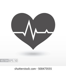 Cardiac cycle flat icon. Sign Cardiogram. Medical icon. Vector logo for web design, mobile and infographics. Vector illustration eps10. Isolated on white background.