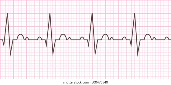 Cardiac cycle. Heart beat cardiogram line. Vector illustration eps10.