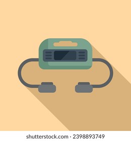 Cardiac defibrillator icon flat vector. Heart attack. Automatic care treatment