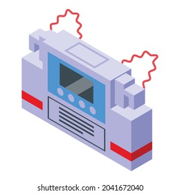 Herzdefibrillator-Icon isometrische Vektorgrafik. Herzenslust. Cardiovert