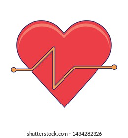 cardiac frequency and healthy heart and isolated symbols vector illustration graphic design