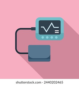 Cardiac home monitor device icon flat vector. Pain heart. Impact disease