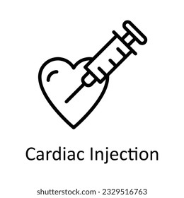 Cardiac Injection Vector  outline Icon Design illustration. Medical and Health Symbol on White background EPS 10 File