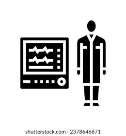 cardiac monitor technician glyph icon vector. cardiac monitor technician sign. isolated symbol illustration