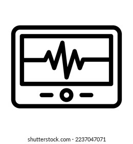 Cardiac Monitor Vector Line Icon Design
