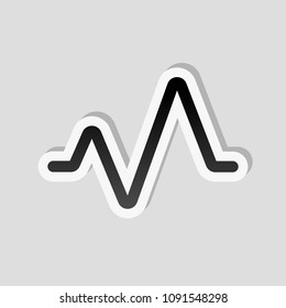 cardiac pulse line. simple single icon. one line style. Sticker style with white border and simple shadow on gray background