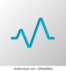 línea de pulso cardíaco. simple icono único. estilo de una línea. Diseño de papel. Símbolo recortado con sombra