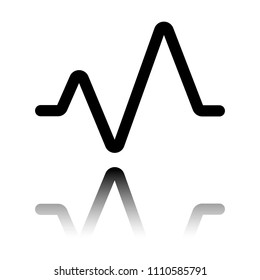 cardiac pulse line. simple single icon. one line style. Black icon with mirror reflection on white background