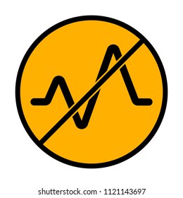 cardiac pulse line. simple single icon. one line style. not allowed, black object in warning sign with orange background color