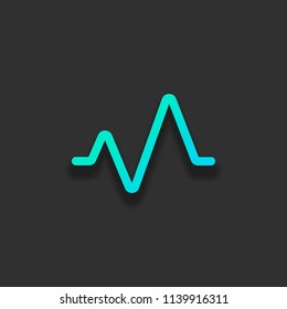 cardiac pulse line. simple single icon. one line style. Colorful logo concept with soft shadow on dark background. Icon color of azure ocean