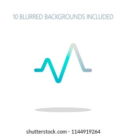 cardiac pulse line. simple single icon. one line style. Colorful logo concept with simple shadow on white. 10 different blurred backgrounds included