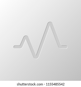 cardiac pulse line. simple single icon. one line style. Paper design. Cutted symbol. Pitted style