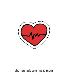 cardiac rhythm doodle icon, sticker
