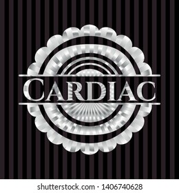 Cardiac silver emblem or badge. Vector Illustration. Mosaic.