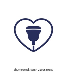 Cardiac Ultrasound Or Echocardiogram Icon On White