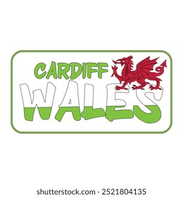 cardiff city of  wales typography graphic print , Abstract fashion drawing and creative design for t-shirts, mugs, graphic tee, sweatshirt, cases, etc. Illustration in modern style for clothes