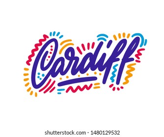 Cardiff handwritten city name.Modern Calligraphy Hand Lettering for Printing,background ,logo, for posters, invitations, cards, etc. Typography vector.