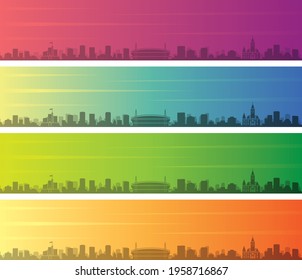 Cartel de la línea de horizonte de degradado de múltiples colores de Cardiff