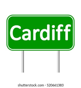 Cardiff road sign isolated on white background.