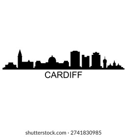 Cardiff skyline illustrated in vector on white background