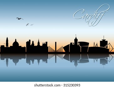 Cardiff skyline - vector illustration