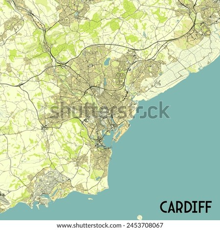 Cardiff, United Kingdom map poster art