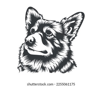 Cardigan Corgi Dog Vector illustration silhouette for t-shirt, logo, badges on White background